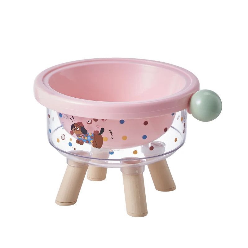 Cute pet high-legged pet food bowl, dachshund pattern design PP material, not easy to deform, detachable, easy to clean, pet bow