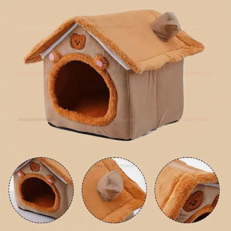 2025 New Foldable Washable Pet House Ultra Cozy Cave Sofa Bed for Small Cats Dogs Removable Design Perfect for Small to Pets