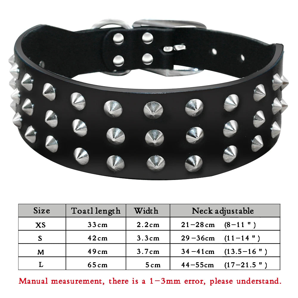 Spiked Studded Leather Dog Collar For Small Medium Dogs Bulldog Adjustable Anti-Bite Puppy Neck Strap Collars Pet Accessories