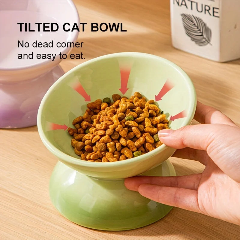 Cat bowl,Ceramic Elevated Pet Food Bowls - Perfect for Dogs and Cats - Reduces Neck Strain and Improves Digestion