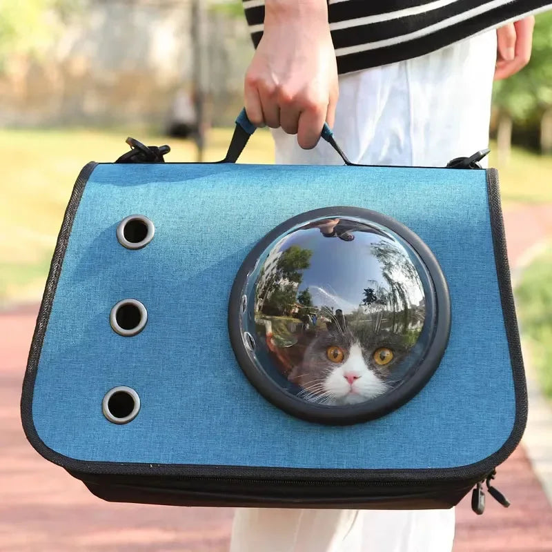 Portable Pet Travel Bag Transparent Foldable Breathable Cat Backpack Lightweight Handheld Tote Carrying Pets Travel Essential
