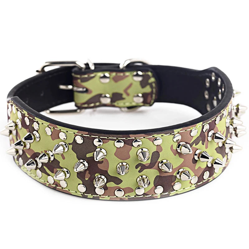 Dog Collar Dog Harness with Spiked and Chain Leash Set for Medium Large Breeds Pitbull Mastiff Bulldog Anti-bite Accessories