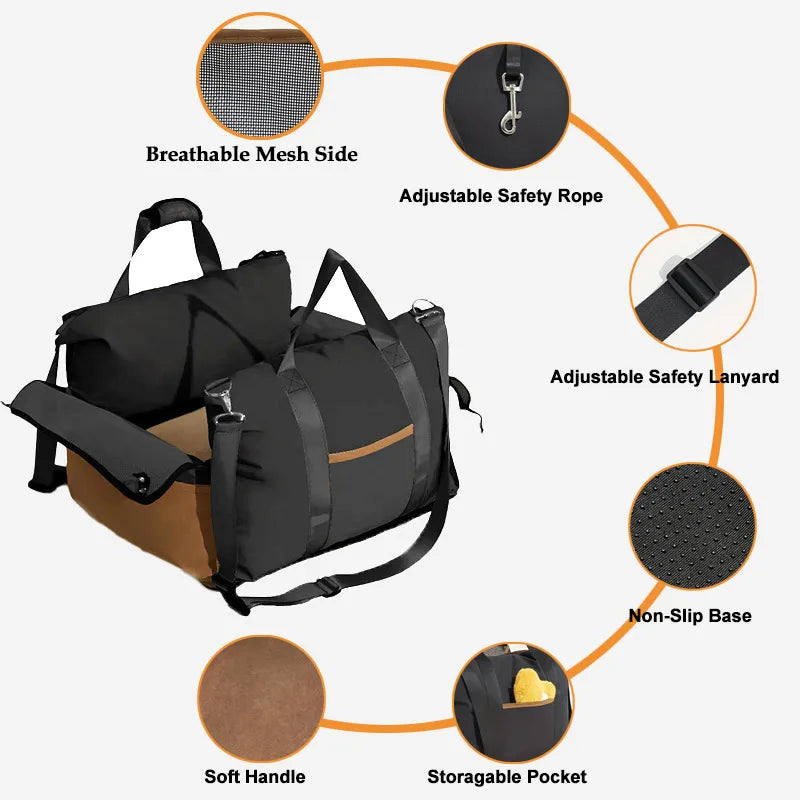 2025 New Waterproof Dog Booster Car Seat Breathable Luxury Dog Car Seat Dog Beds for Outdoor Travel Pet Carrier