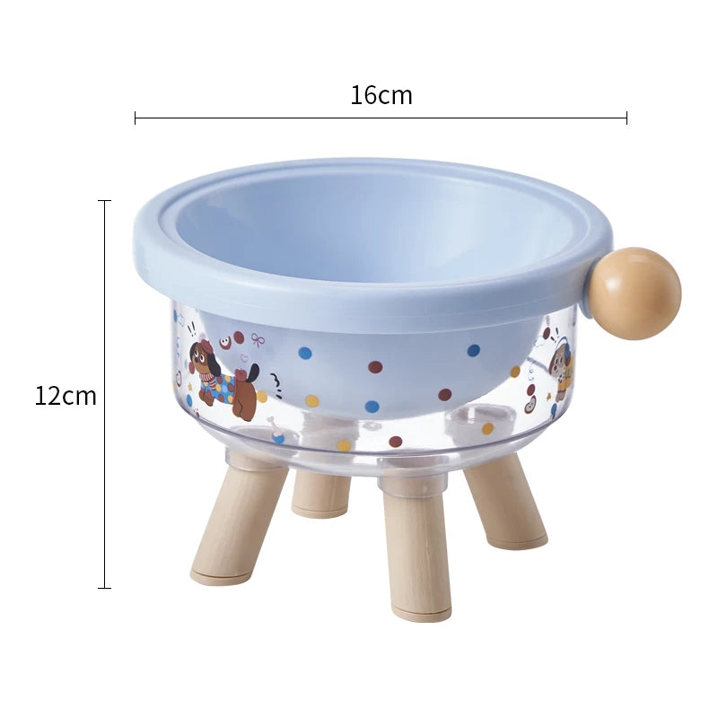 Cute pet high-legged pet food bowl, dachshund pattern design PP material, not easy to deform, detachable, easy to clean, pet bow
