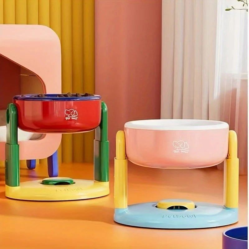 Dog Bowl, Pet Cervical Protector, Height-adjustable Feeder, Dual-purpose Water and Food Bowl for Cats and Dogs, Anti-tip Design.