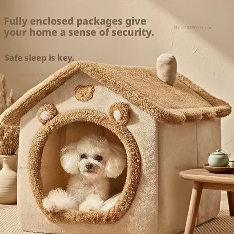 2025 New Foldable Washable Pet House Ultra Cozy Cave Sofa Bed for Small Cats Dogs Removable Design Perfect for Small to Pets