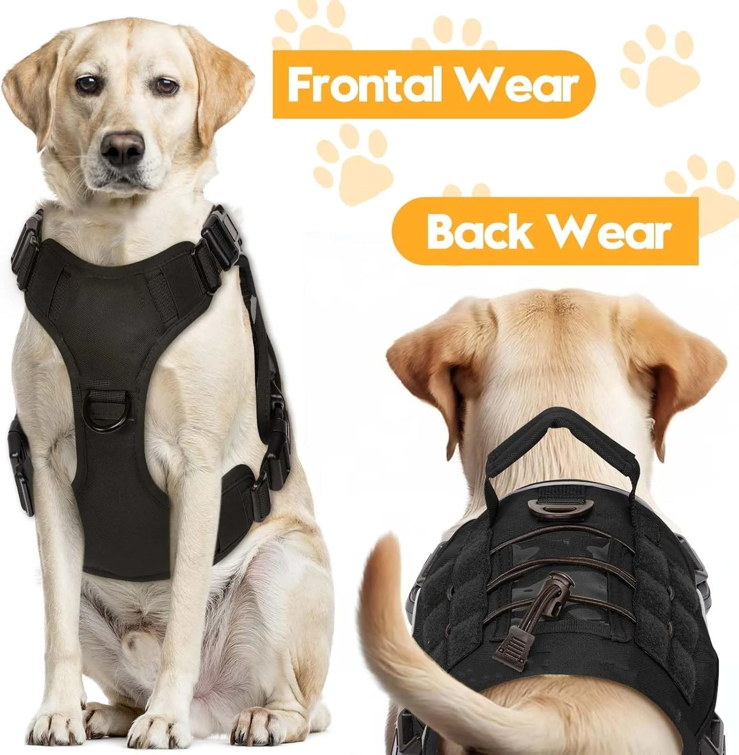 Tactical Dog Collar Adjustable Dog Harness for Medium & Large Breeds Vest Pet with Anti-Pull Design Portable Pet Harness for Dog