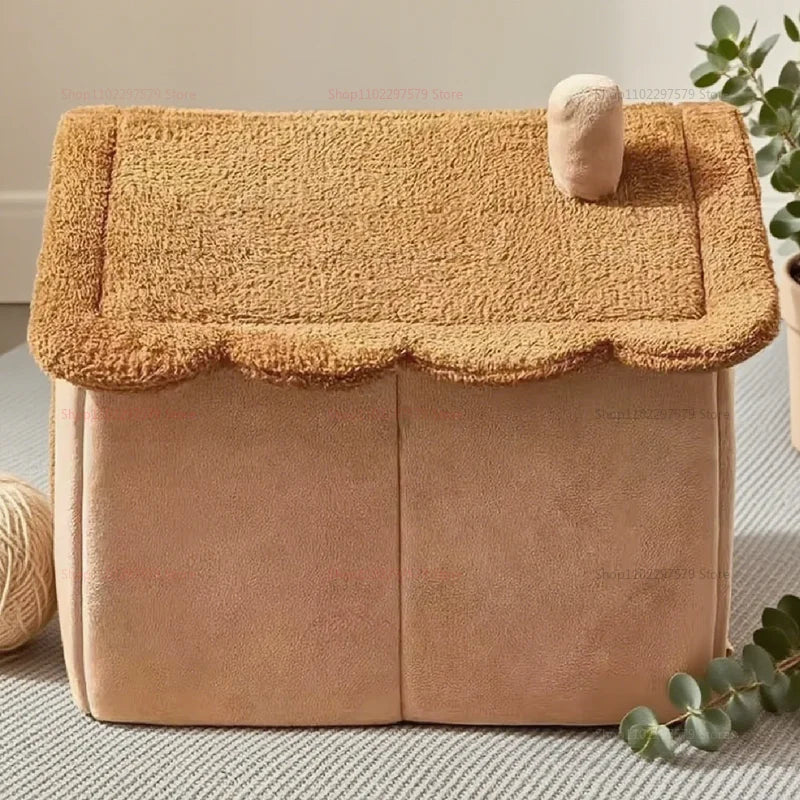 2025 New Foldable Washable Pet House Ultra Cozy Cave Sofa Bed for Small Cats Dogs Removable Design Perfect for Small to Pets