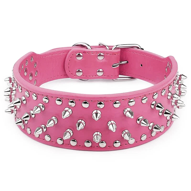 Dog Collar Spiked Studded Pet Necklace For Small Medium Dogs Bulldog Adjustable Anti-Bite Collar