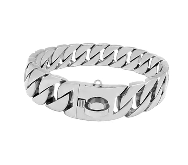 THE STUPID CUBAN Stainless Steel Large Dog Neck Collar Golden Dog Chain Bully Bully Dog DeMu Rottweiler