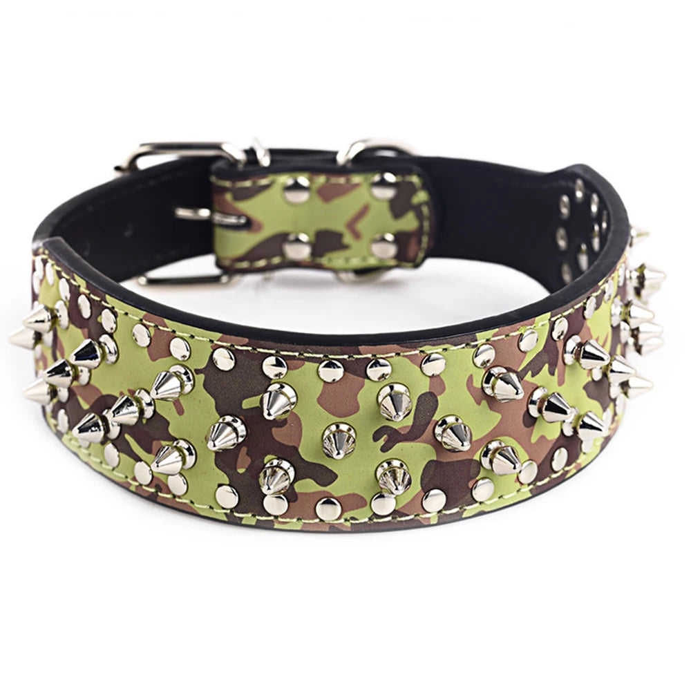Dog Collar Spiked Studded Pet Necklace For Small Medium Dogs Bulldog Adjustable Anti-Bite Collar