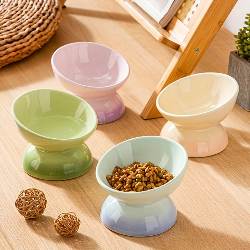 Cat bowl,Ceramic Elevated Pet Food Bowls - Perfect for Dogs and Cats - Reduces Neck Strain and Improves Digestion