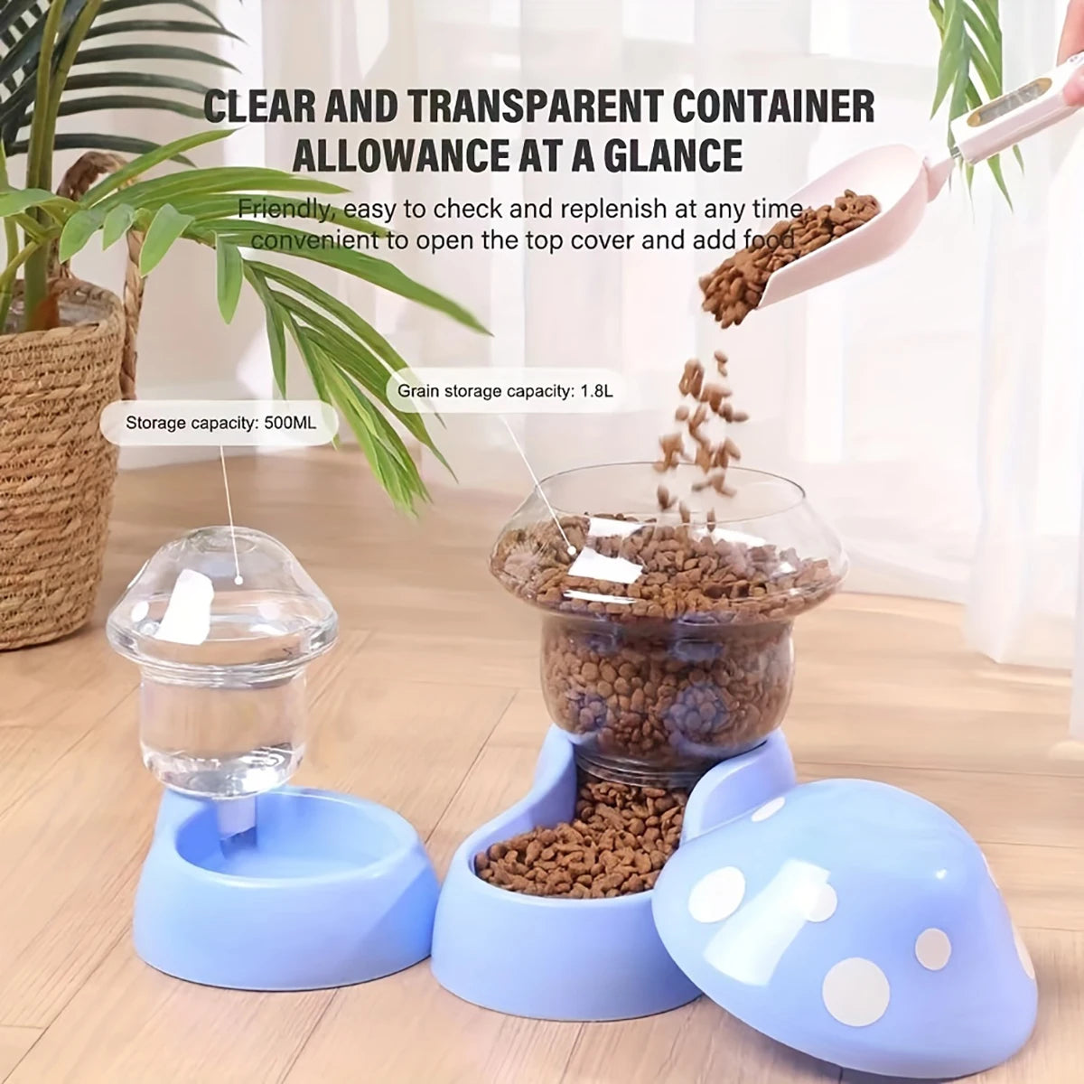 Mushroom Type Pet Dog Cat Bowl Automatic Feeder Cat Food Bowl Drinking Water Bottle Kitten Puppy Bowls Feeding Bowl for Cats