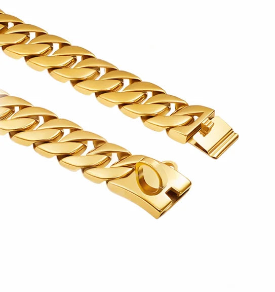 THE STUPID CUBAN Stainless Steel Large Dog Neck Collar Golden Dog Chain Bully Bully Dog DeMu Rottweiler