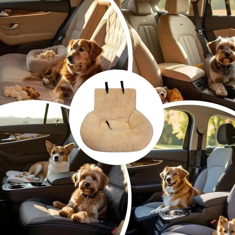 Dog Booster Car Seat Soft Puppy Car Seat Non-slip Dogs Traveling Bed Car Back Seat Kennel Plush Pet Mat Car Interior Accessories