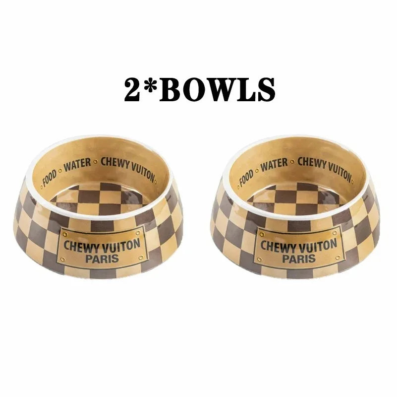 Bowls With Placemat Puppy Cat Feeder Non-slip Crash Luxury Brand Designer Dog BowlFrench Bulldog Bowl For Small Dogs