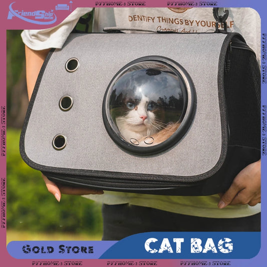 Portable Pet Travel Bag Transparent Foldable Breathable Cat Backpack Lightweight Handheld Tote Carrying Pets Travel Essential