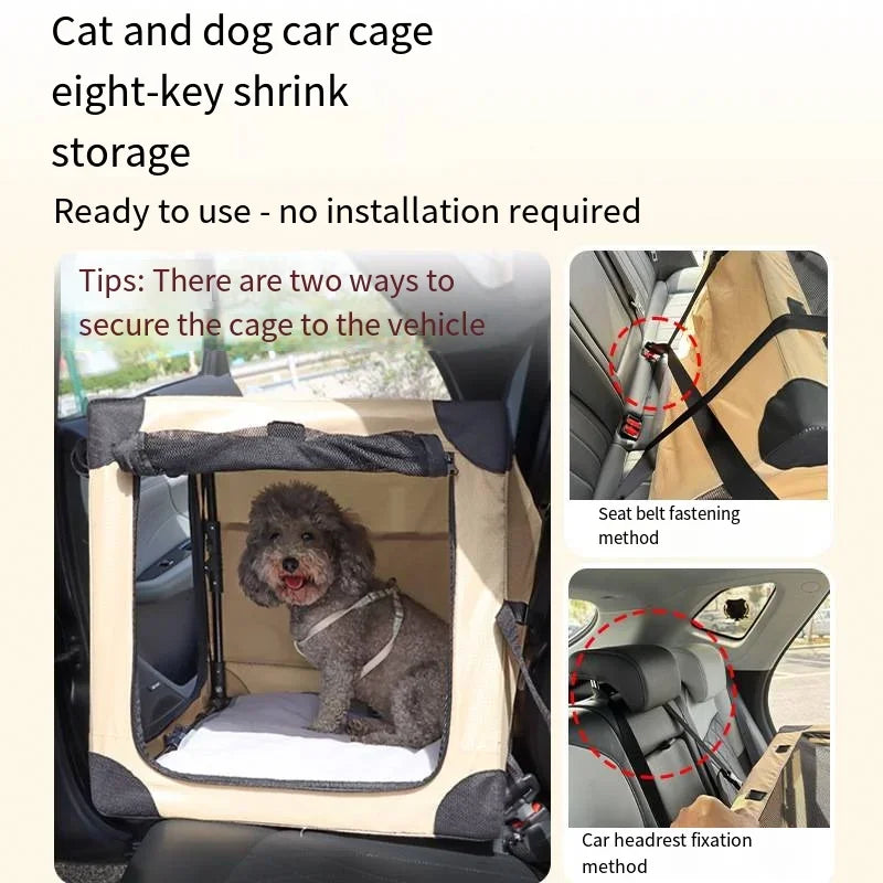 2025 New High-quality Pet Car Dog Cage for Travel Spare Box Cage Large Dog Car Foldable Cat Bed Pet Cage