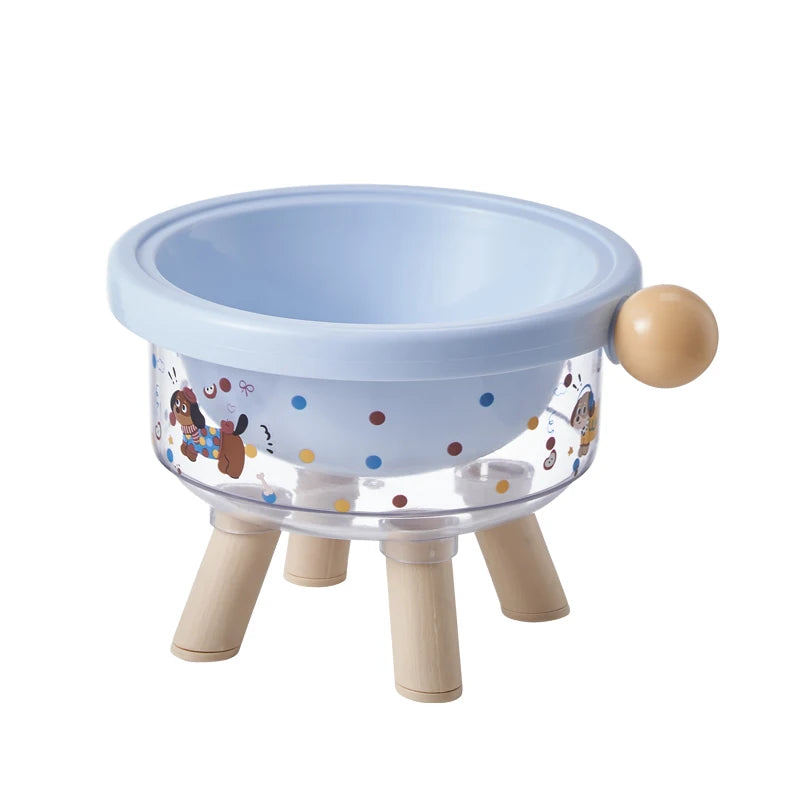 Cute pet high-legged pet food bowl, dachshund pattern design PP material, not easy to deform, detachable, easy to clean, pet bow
