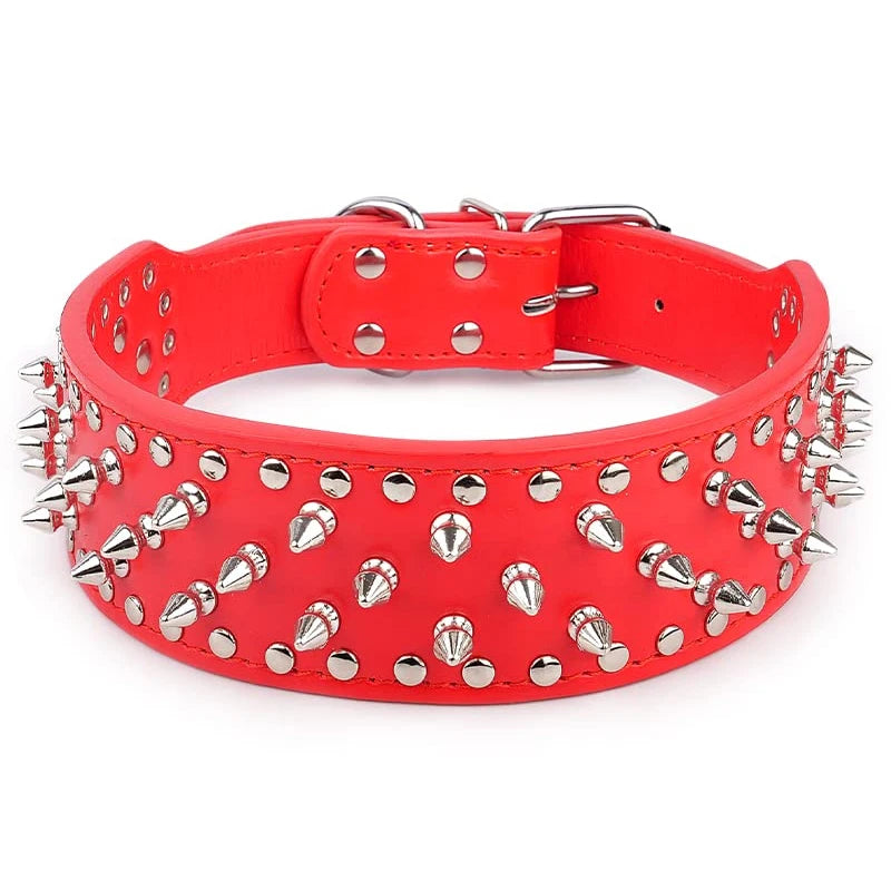 Dog Collar Spiked Studded Pet Necklace For Small Medium Dogs Bulldog Adjustable Anti-Bite Collar