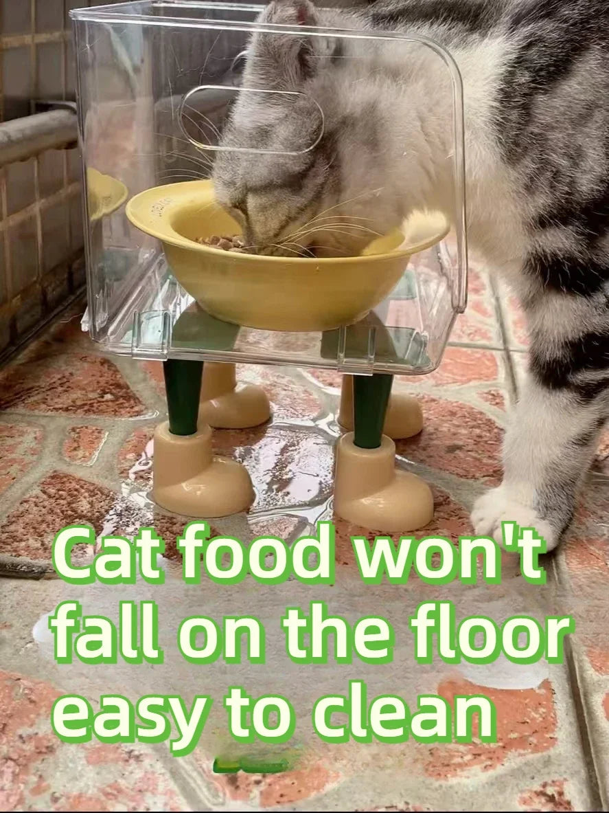 Pet Bowl with Booster Stand Protects Neck Spine Prevents dog Food Spills Suitable for Multi-dog Households No Food Grabbing