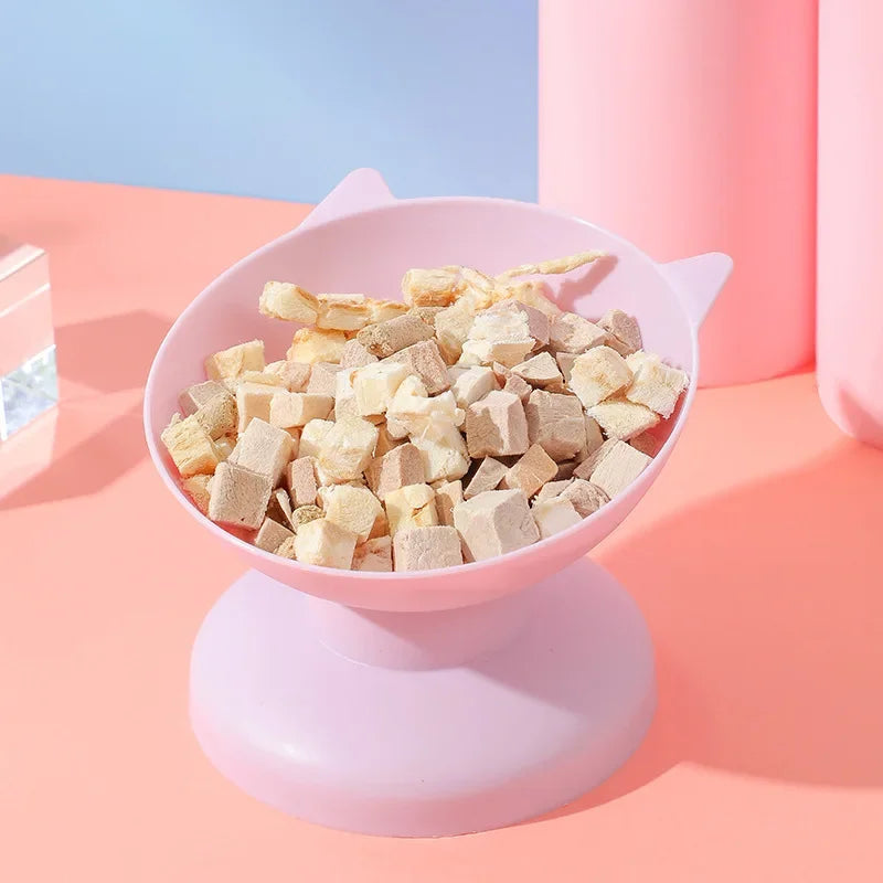 High Neck Pet Food Bowl for Cats And Dogs with Water Tilt Protector Anti-Tipping Feeding Dish