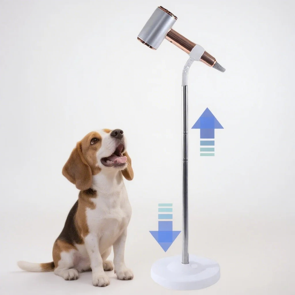 Dog Hair Dryer Stand Hands Free, 360 Degree Rotating Dryer Stand, Adjustable Height Hair Dryer Stand Holder for Pet Grooming