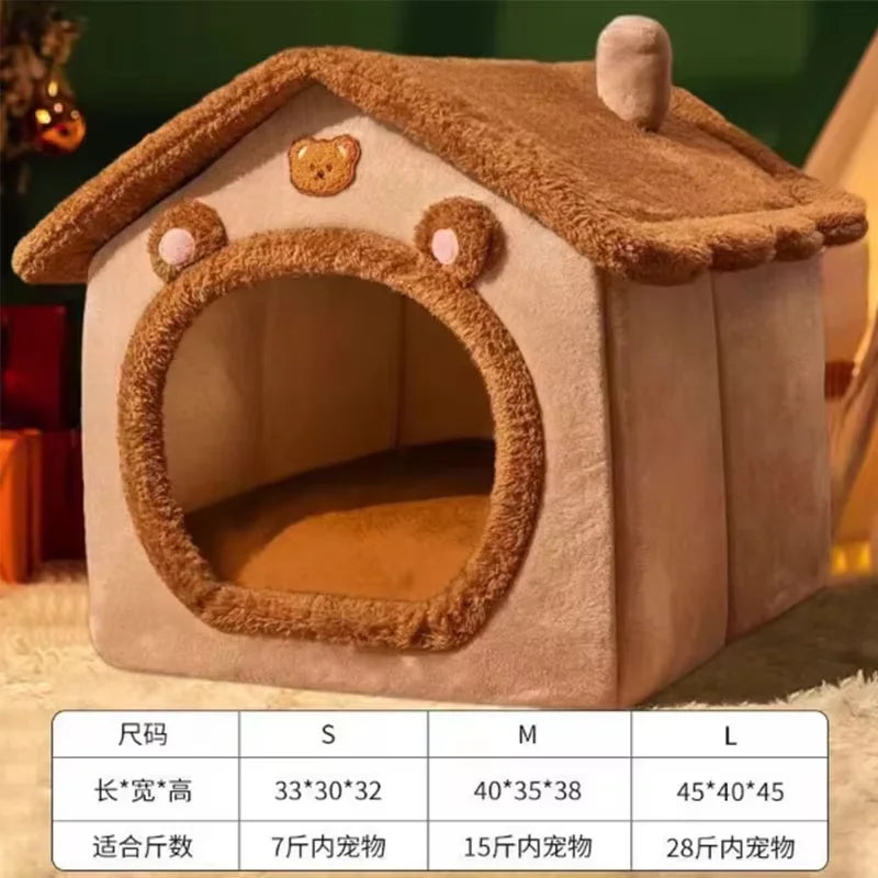 2025 New Foldable Washable Pet House Ultra Cozy Cave Sofa Bed for Small Cats Dogs Removable Design Perfect for Small to Pets
