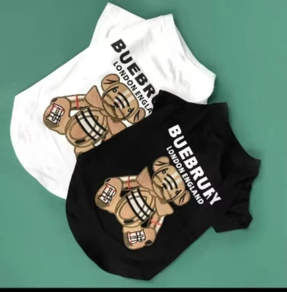 Luxury Designer Pet Vest for Spring & Autumn – French Style Printed Polyester Dog and Cat Clothes for Small Medium Breeds