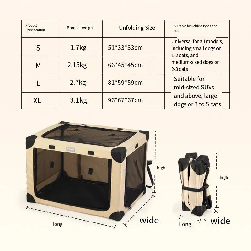 2025 New High-quality Pet Car Dog Cage for Travel Spare Box Cage Large Dog Car Foldable Cat Bed Pet Cage
